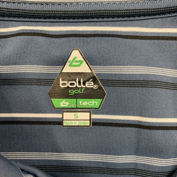 Bolle Polo Shirt Mens S Small Blue Striped Short Sleeve Active Performance Golf - Picture 4 of 10